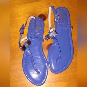Cobalt Blue Vince Camuto Sandals embellished with a dainty bow charm